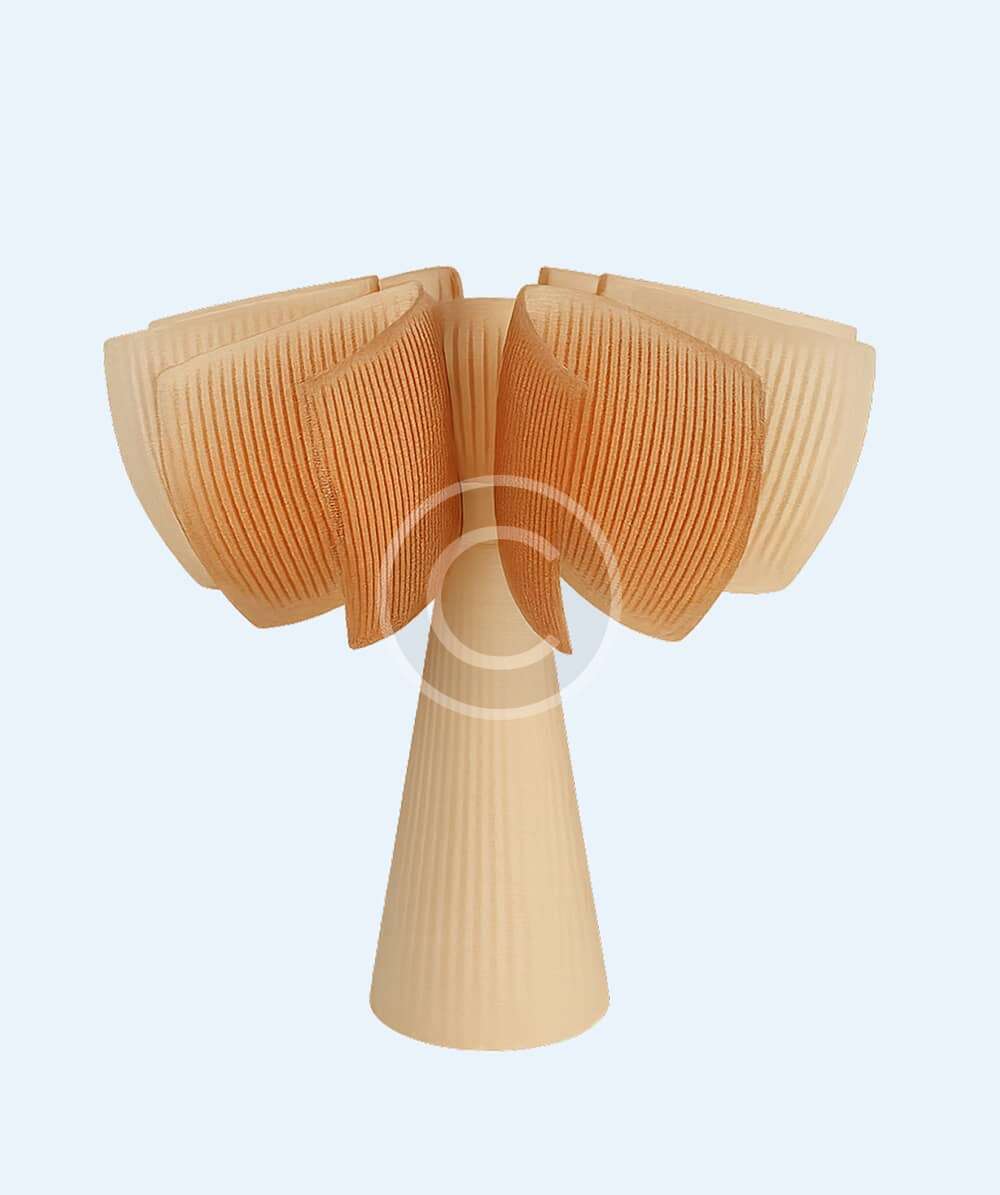 Sculpted wooden petal table lamp